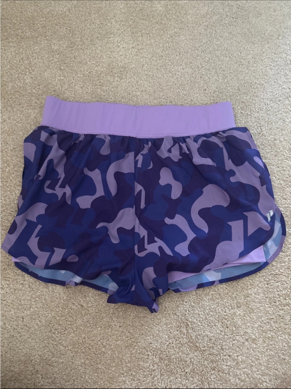 Purple Camo Women's Athletic Shorts with Wide Waistband